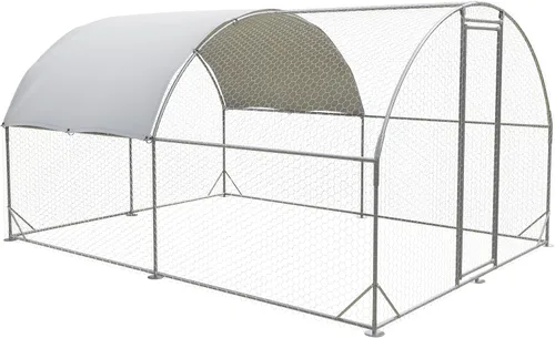 Gallinero de metal grande, refugio para gallineros al aire libre con cubierta resistente al agua y anti-UV, techo de cúpula para aves de corral,