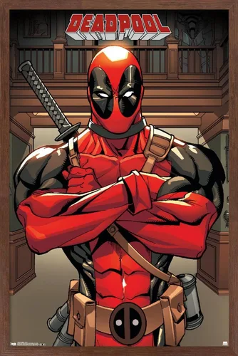 Miniatura 8 de Trends International Marvel Comics Deadpool - Póster de pared de postura, 14.725 x 22.375 pulgadas, versión enmarcada de madera de granero