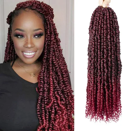Miniatura 22 de Pelo de Passion Twist – 8 paquetes de 18 pulgadas Passion Twist Crochet para mujeres, cabello rizado pretrenzado Passion Twists extensiones de #2
