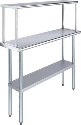 Miniatura 13 de Mesa de trabajo de acero inoxidable con estante ancho de un solo nivel Combo de mesa de preparación de cocina de metal y estantes