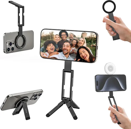 ULANZI MA60 - Soporte magnético de trípode para iPhone - Mini trípode de smartphone de aluminio para teléfono celular, soporte de bolsillo para