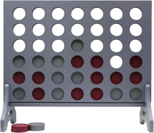 Miniatura 52 de Juego gigante 4 en una fila para familia y adultos – Tailgating Pros Jumbo de madera gris cuatro en una fila juego de patio para interiores