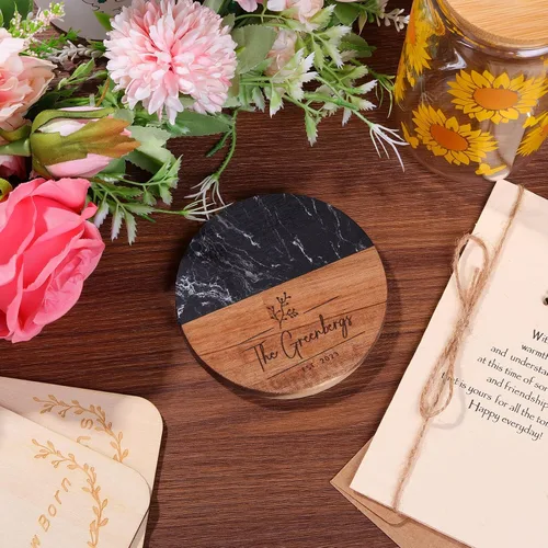 Miniatura 5 de Posavasos personalizados, regalo de aniversario de boda para parejas de amigos, regalo de recién casados, posavasos grabados personalizados