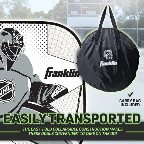 Miniatura 5 de Franklin Sports Juego de portería de hockey callejero portátil para niños + juego de tutor de tirador - Red plegable desplegable con objetivo