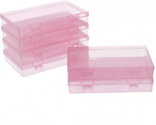 Miniatura 10 de LJY 100 contenedores rectangulares vacíos de plástico transparente con tapas con bisagras (2.2 x 1.6 x 0.8 pulgadas, transparente)