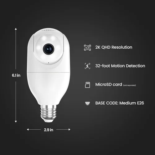 Miniatura 2 de Feit Electric Foco de cámara de seguridad inteligente, resolución QHD 2K, audio de 2 vías, seguimiento humano, panorámica de 350°
