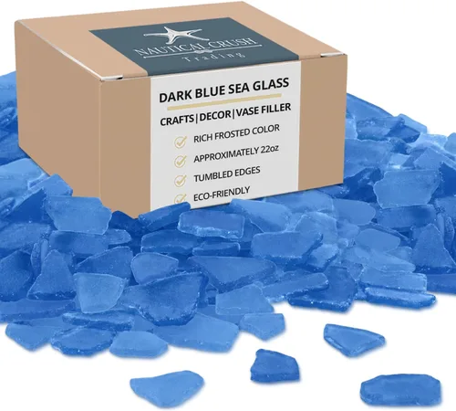 Miniatura 10 de Vidrio de mar para manualidades – Decoración de vidrio marino azul oscuro de 11 onzas, gaviota pulida, vidrio de playa para manualidades, vidrio