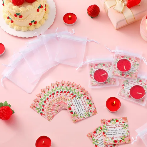 Miniatura 6 de MTLEE 60 juegos de recuerdos de fiesta de baby shower para invitados, regalos de baby shower, velas de té con etiquetas de agradecimiento y bolsas