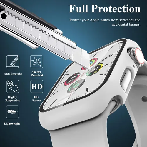Miniatura 3 de [Paquete de 3] Funda para Apple Watch Series 9/8/7 de 1.614 pulgadas con protector de pantalla de vidrio templado, cobertura completa