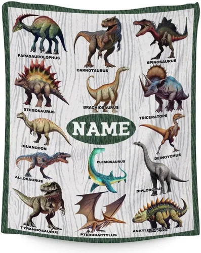 Miniatura 8 de Manta Personalizada para Niños Varones - 40x30 Pulgadas Regalos de Cosas de Dinosaurios Pequeños para Niños, Niños de 4-6 Años, Mantas Temáticas