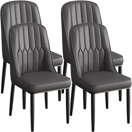 Miniatura 11 de YVYKFZD Juego de 2/4 sillas de comedor, sillas de cocina con respaldo y patas de metal, silla de comedor de piel sintética, silla auxiliar cómoda