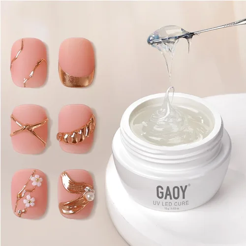 GAOY Gel de escultura 3D para arte de uñas, gel de modelado semisólido para frotar polvo de uñas cromado, pegar diamantes de imitación y pintura, no