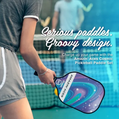 Miniatura 5 de Amazin' Aces Juego de paletas de pickleball de grafito, individuales, 2 o 4 palas, núcleo de polímero de panal con cómodo agarre acolchado
