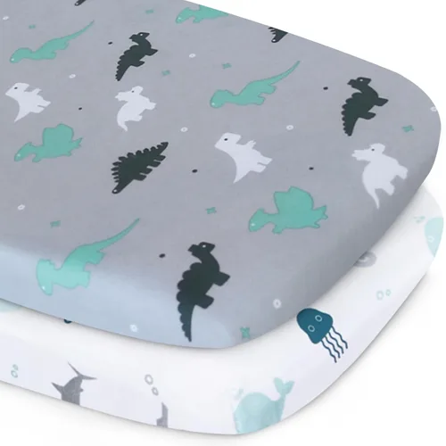 Miniatura 13 de Sábana de cuna, paquete de 2 sábanas de cuna, sábanas de cuna ultra suaves para bebés niños o niñas, ajuste universal para cuna rectangular