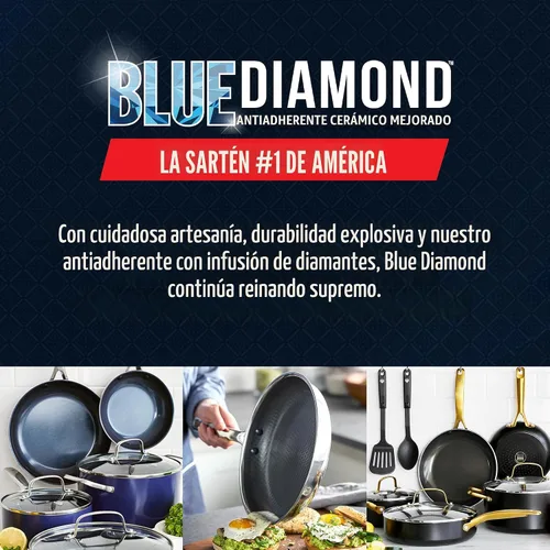 Miniatura 7 de Blue Diamond - Sartén antiadherente híbrida de acero inoxidable de 8 pulgadas, sartén de cerámica sin PFAS, infusión de diamante para sellado