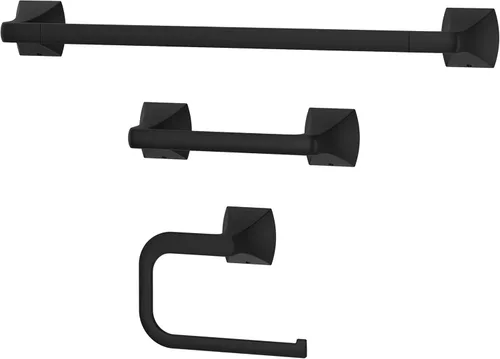 Miniatura 10 de Soporte de papel higiénico Pfister Bruxie, soporte de rollo de papel higiénico para baño, montado en la pared, con tornillos, acabado negro mate