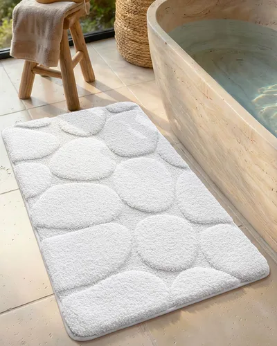 Miniatura 24 de Color&Geometry Alfombra de baño verde de 17 x 30 pulgadas, alfombra de baño de microfibra absorbente y esponjosa a cuadros, alfombra de ducha