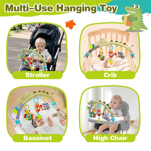 Miniatura 6 de Jollybaby Moisés cochecito móvil de juguete para bebé de 0 a 6 a 12 meses, juguete colgante de arco con clip para bebé, juguete Montessori sensorial