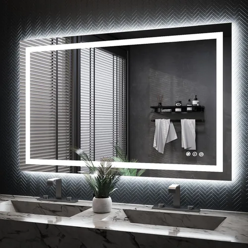 Miniatura 65 de ISKM Espejo LED con marco para baño de 40"x30", espejo de baño LED regulable con luces, antivaho, espejo iluminado frontal y retroiluminado de 3