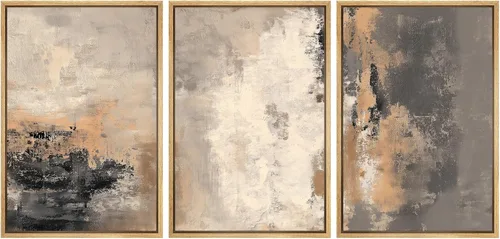 Miniatura 48 de SIGNFORD Impresión en Lienzo Enmarcado Conjunto de Arte de Pared Arte Abstracto Terroso en Tonos Marrón Profundo y Beige Arte Moderno Decorativo