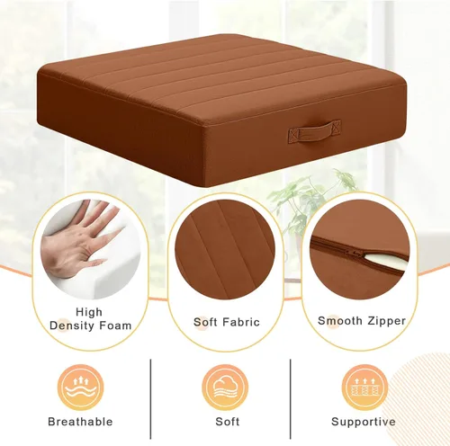 Miniatura 6 de MeMoreCool Cojín cuadrado de piso para sentarse para adultos y niños, gran cojín de meditación con espuma gruesa y cubierta mullida, cojín de piso