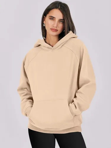Miniatura 2 de LOGENE Sudaderas con capucha para mujer, de manga larga, de vellón, de gran tamaño, informales, básicas, sin botones, ropa de entrenamiento de otoño