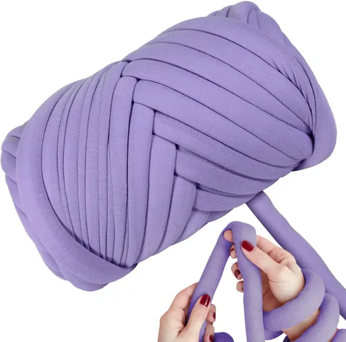 Miniatura 22 de Ultra Suave 1kg (2.2 LBS) Hilo Grueso para Tejer a Mano, Hilo de Tubo de Tela de Terciopelo Luxuoso para Hacer Bolsos, Almohadas, Mantas, Azul Ártico
