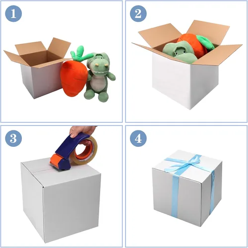 Miniatura 4 de Hoikwo Juego de 25 Cajas de Envío de 8x8x8, Caja de Cartón Corrugado Blanca para Pequeñas Empresas para Embalaje y Correo