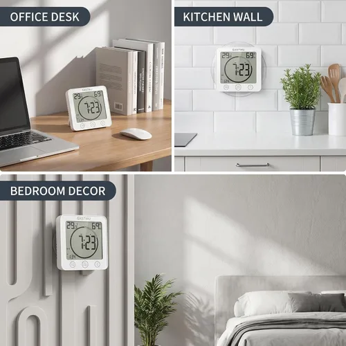 Miniatura 5 de Reloj de ducha digital, reloj temporizador de baño, resistente al agua para rociar agua, alarma de cuenta regresiva, temporizador de pantalla