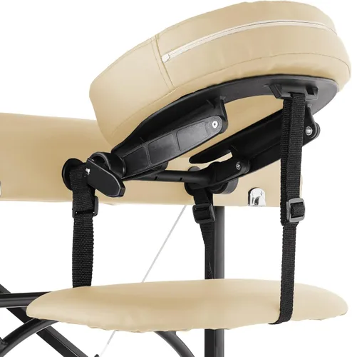 Miniatura 5 de Saloniture Mesa de masaje profesional portátil ligera de tres pliegues con patas de aluminio, incluye reposacabezas, soporte facial, reposabrazos