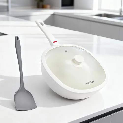 Miniatura 8 de Sartén antiadherente de cerámica de 9.8 pulgadas (3.2 QT) con tapa, sartenes de aluminio fundido para freír en profundidad, sartén de fondo plano