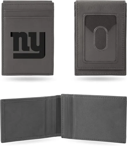 Miniatura 10 de Rico Industries - Cartera de bolsillo frontal con grabado láser NFL de fútbol, gris, compacta/cómoda/delgada