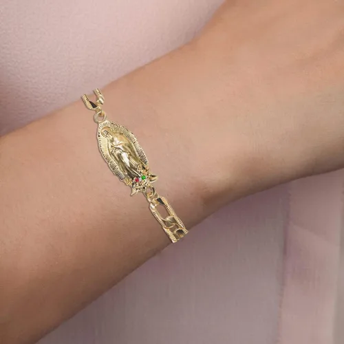 Miniatura 4 de Pulsera de oro de cadena virgen maría para mujeres y niñas, pulseras La Virgen De Guadalupe, pulseras de abalorios de Nuestra Señora de Guadalupe