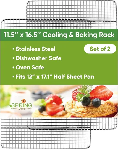Miniatura 12 de Spring Chef rejilla de enfriamiento de acero inoxidable de 8.5 x 12 pulgadas para cocinar y hornear - Rejilla de enfriamiento para galletas apta