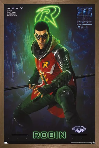 Miniatura 14 de Trends International DC Comics Gotham Knights - Póster de pared de Robin, 14.725 x 22.375 pulgadas, versión enmarcada de madera de granero