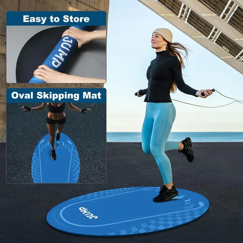 Miniatura 3 de Tapete para Saltar la Cuerda para Exteriores e Interiores, Oval de 52'' x 36'' Tapete de Ejercicio Fitness Antideslizante, Absorción de Impactos