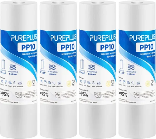 PUREPLUS Cartucho de filtro de agua para sedimentos para toda la casa de 5 micrones, 10 x 2.5 pulgadas, repuesto para cualquier unidad de RO de 10