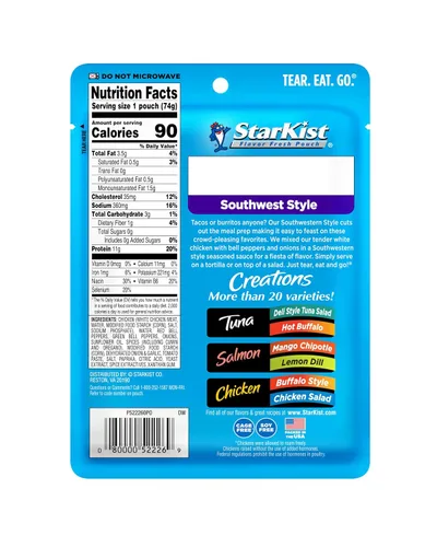 Miniatura 145 de StarKist Chicken Creations BOLD - Bolsa estilo búfalo (5 onzas, 12 unidades) Carne blanca totalmente cocida con alto contenido de proteínas, sin
