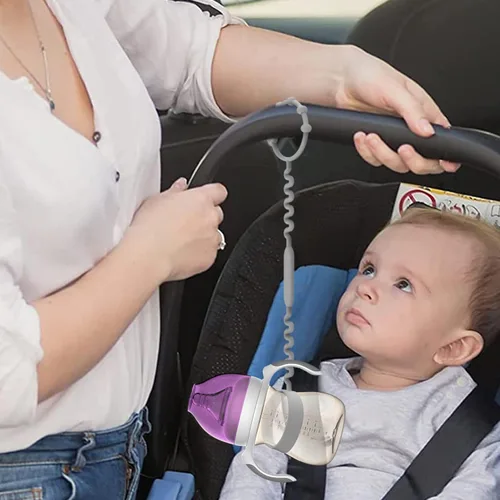 Miniatura 5 de Mantén los biberones y los vasos para beber fuera del suelo con la correa de taza para sorber – Bungee de silicona de grado alimenticio para silla