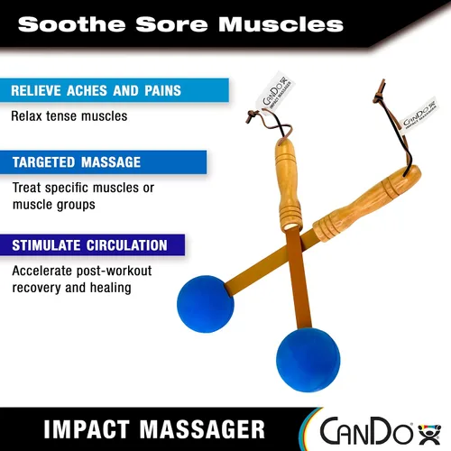 Miniatura 6 de CanDo Masajeadores de Percusión Paquete de 2 Masaje Manual con Pelota, Herramientas de Masaje de Palo Flexible para Músculos Doloridos, Espalda
