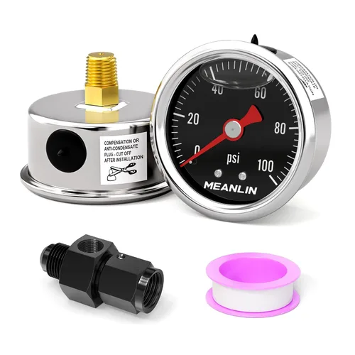 Miniatura 9 de MEANLIN MEASURE - Manómetro de acero inoxidable relleno de glicerina de 0~100 psi, esfera con cara de 1.5 pulgadas, NPT de 1/8 de pulgada