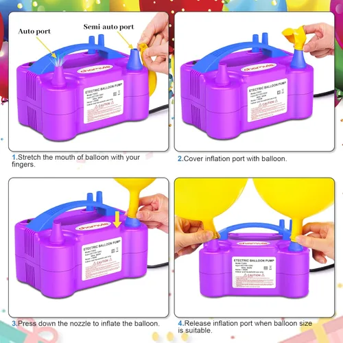 Miniatura 2 de Chamvis Bomba de globo eléctrica, bomba de globo de 110 V 600 W inflada, bomba de aire para globos: máquina sopladora de globos para llenar globos