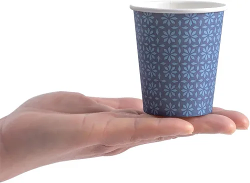 Miniatura 2 de Clawsoff Paquete de 300 tazas de papel de 5 onzas, tazas desechables para baño con diseño floral azul marino pequeño, tazas de enjuague bucal de 5