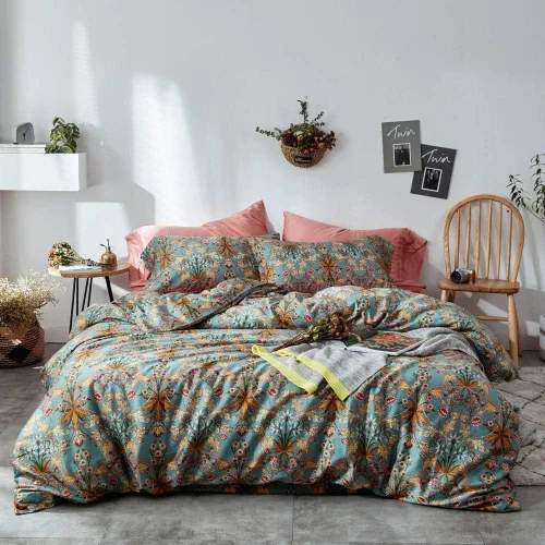 Miniatura 49 de EAVD - Juego de funda de edredón floral amarillo, tamaño Queen, de algodón, reversible, con estampado de jardín, floral, estético, 1 funda