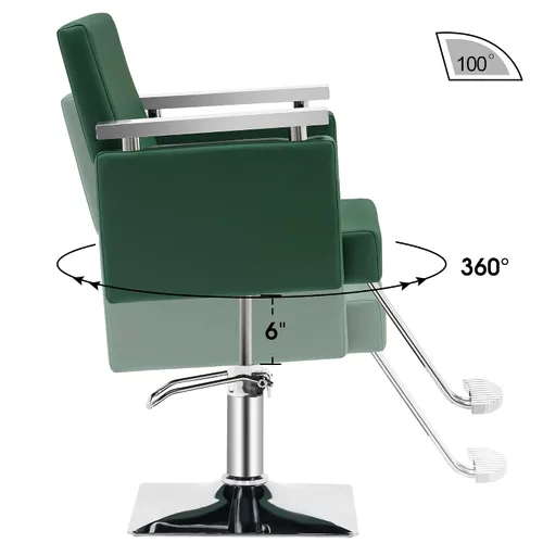 Miniatura 7 de BarberPub Silla de peluquero hidráulica clásica Silla de salón de peluquería para estilista Equipo de spa de belleza 8808 (verde)