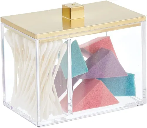 Miniatura 4 de mDesign Organizador Moderno Cuadrado para Encimera de Tocador de Baño, Recipiente Tarro de Almacenamiento para Hisopos de Algodón, Discos, Bolas