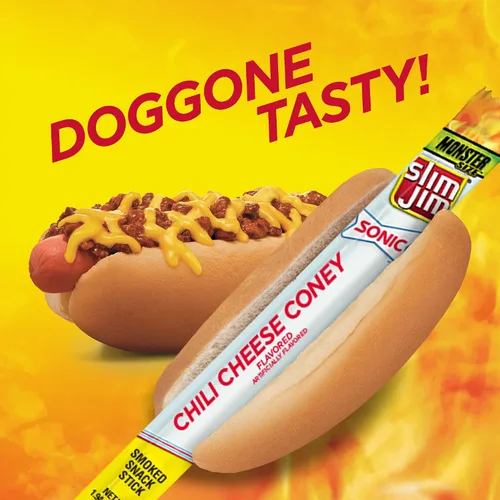 Miniatura 5 de Slim Jim Monster - Palitos de carne ahumada, sabor a coney de queso con chile sónico, alto contenido de proteínas, regalo de carne y queso