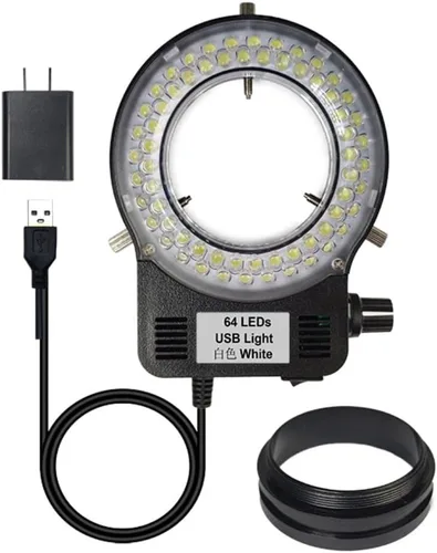 Miniatura 10 de 144 64 Iluminación LED de anillo de luz para microscopio estéreo, lámpara de luz de anillo ajustable industria, monocular, binocular, soldadura 64