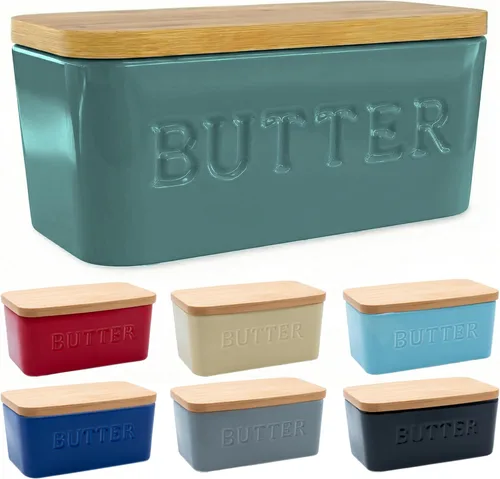 Miniatura 7 de PriorityChef Plato de Mantequilla Extra Grande con Tapa para Encimera, Envase de Mantequilla de Cerámica con Cubierta Hermética, Soporte
