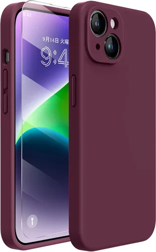 Miniatura 150 de Miracase Funda diseñada para iPhone 13, con protector de pantalla de vidrio templado, forro de microfibra suave antiarañazos, funda de goma